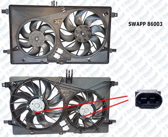 SWAPP 86003 Fan Motoru Su+Klima Davlumbazli Klimali Master Iii 2.3 Dci-Movano  Cift Fanli